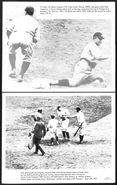 Lot of (15) 1960s Sports Pix Premium Photos w. Babe Ruth, Gehrig, DiMaggio, Musial, Mays, Gehrig/Cobb, Maris